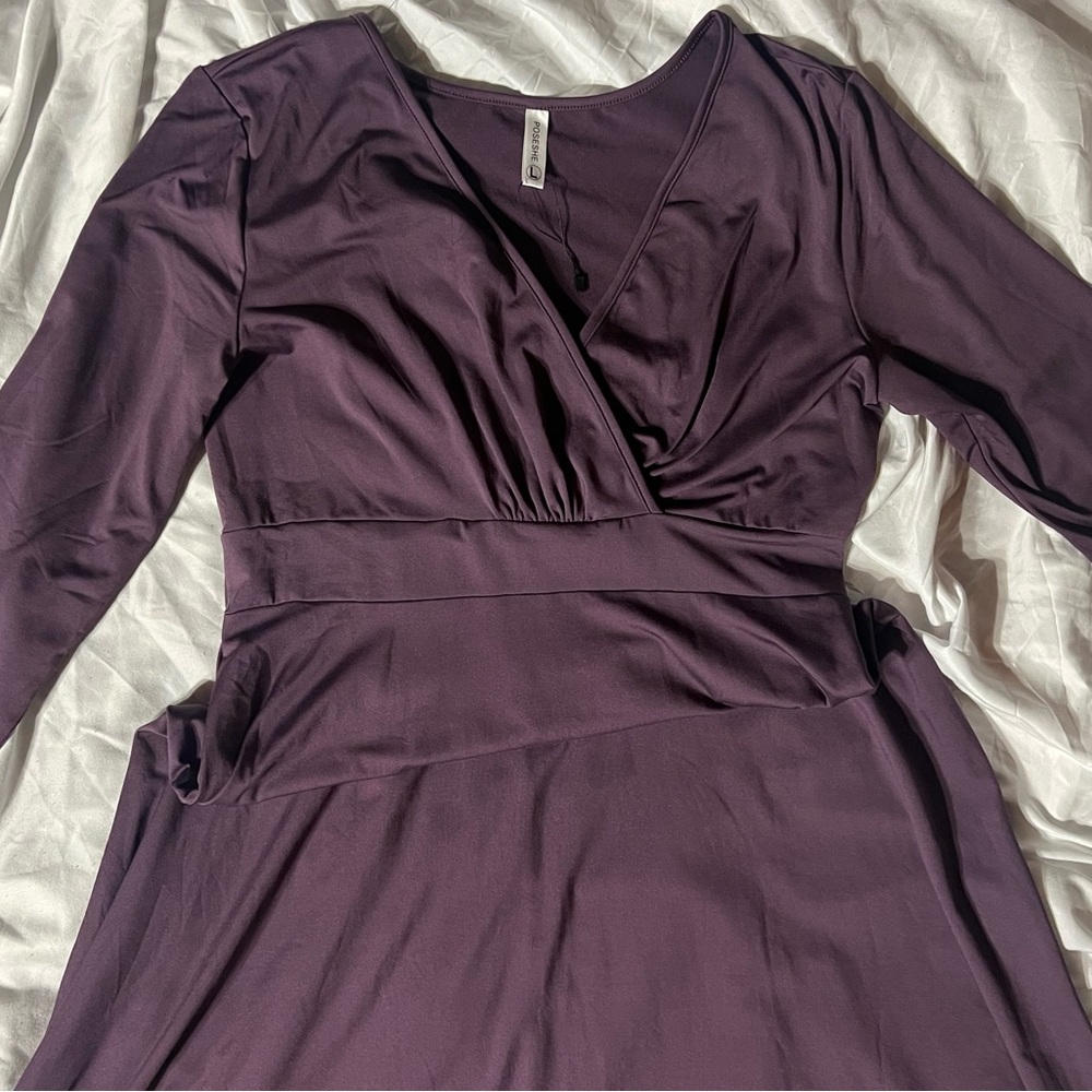 Women's Solid V-Neck 3/4 Sleeve Plus Size Evening Party Maxi Dress Cocktail Gown